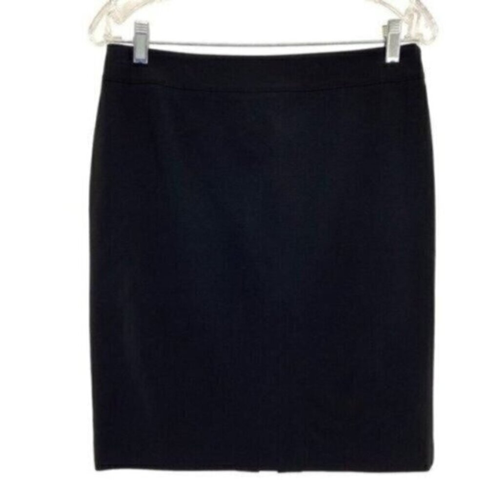 Elie Tahari Womens Pencil Skirt Black Zip Closure Back Slit Careerwear